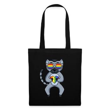 LGBT Tier Lemur Regenbogen - Stoffbeutel - Schwarz - Vorne