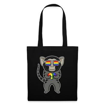 LGBT Animal Singe Ouistiti Arc-en-ciel - Sac en tissu - noir - Devant