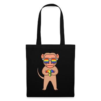 LGBT Animal Monkey Macaques Rainbow - Tote Bag - black - Front