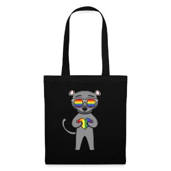 LGBT Tier Panther Regenbogen - Stoffbeutel - Schwarz - Vorne