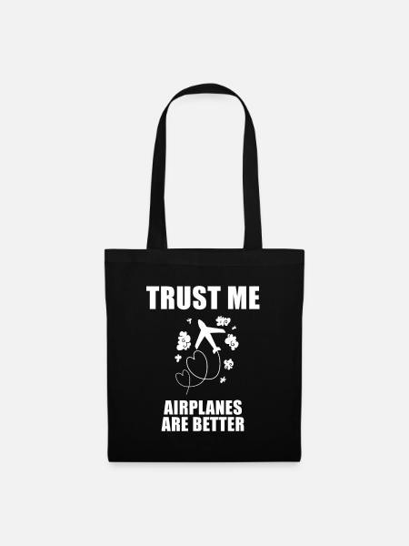 Flugzeug Pilot Spruch Geschenk - Stoffbeutel - Schwarz