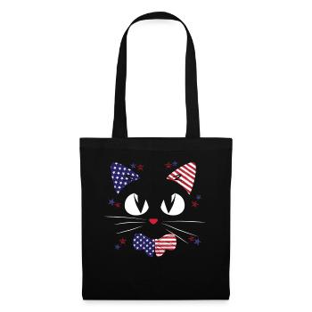 Patriotic Cat Lover July 4 USA - Tote Bag - black - Front