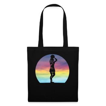 Netball Player Geschenk Retro Sonnenuntergang Netball Liebhaber - Stoffbeutel - Schwarz - Vorne