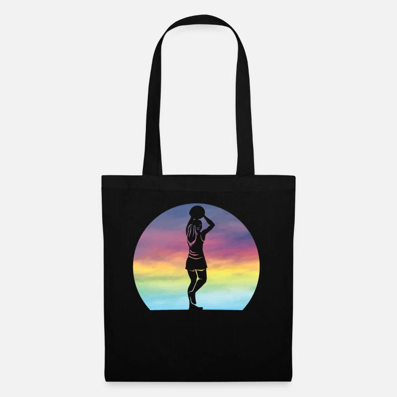 Netball Player Geschenk Retro Sonnenuntergang Netball Liebhaber - Stoffbeutel - Schwarz