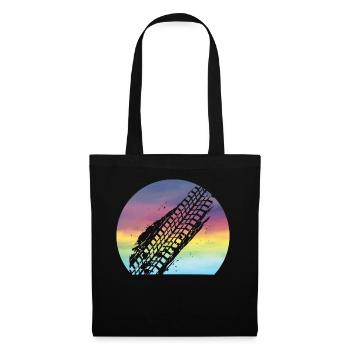 Mudding Retro Sunset Cute Mudding Tire Track ATV - Tote Bag - black - Front