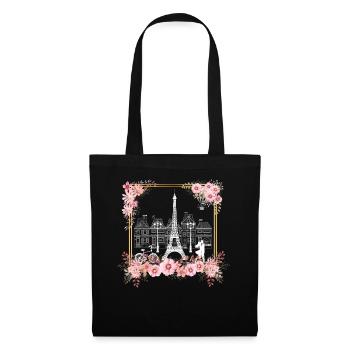 Paris Thème Femmes France Fleur Tour Eiffel - Sac en tissu - noir - Devant