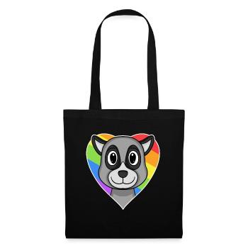 LGBT Animal Lemur Rainbow Heart - Sac en tissu - noir - Devant