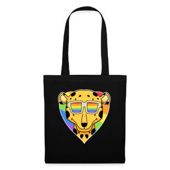 LGBT Tier Gepard Regenbogen Herz - Stoffbeutel - Schwarz - Vorne