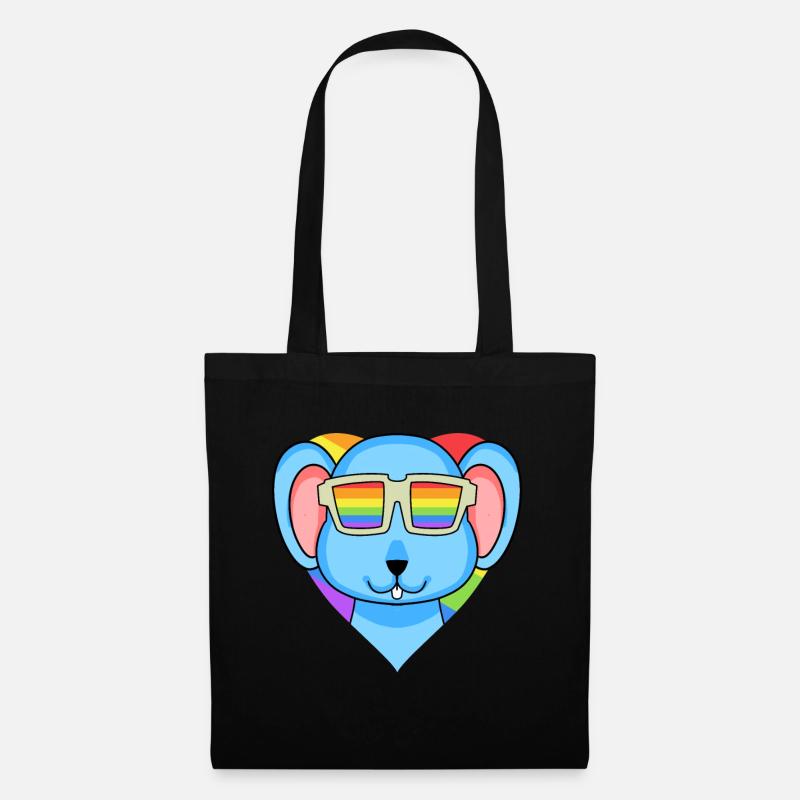 LGBT Tier Maus Regenbogen - Stoffbeutel - Schwarz