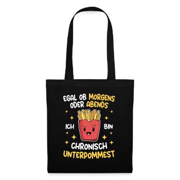 Pommes Morgens Abends Chronisch Unterpommest - Stoffbeutel - Schwarz - Vorne