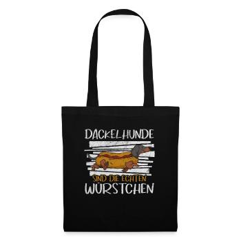 Dackelhunde Sind Die Echten Würstchen Dackel Wurst - Stoffbeutel - Schwarz - Vorne