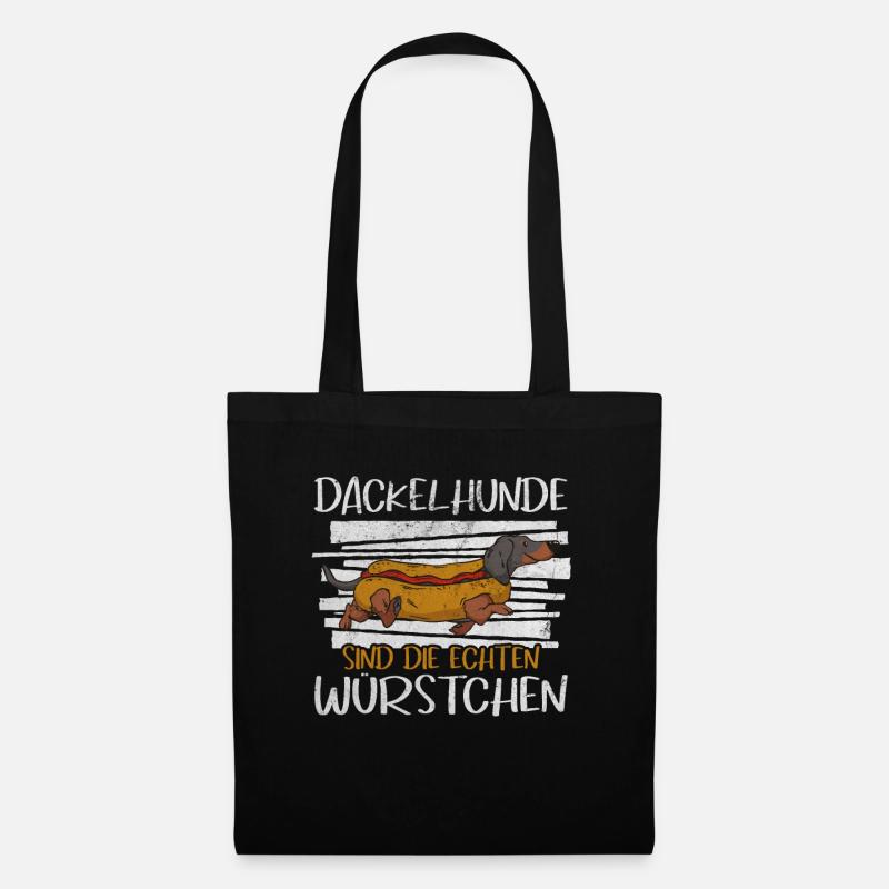 Dackelhunde Sind Die Echten Würstchen Dackel Wurst - Stoffbeutel - Schwarz