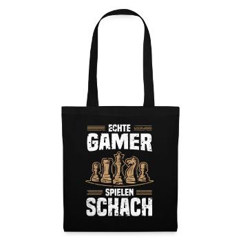 Echte Gamer Spielen Schach Schachmatt Schachfigur - Stoffbeutel - Schwarz - Vorne