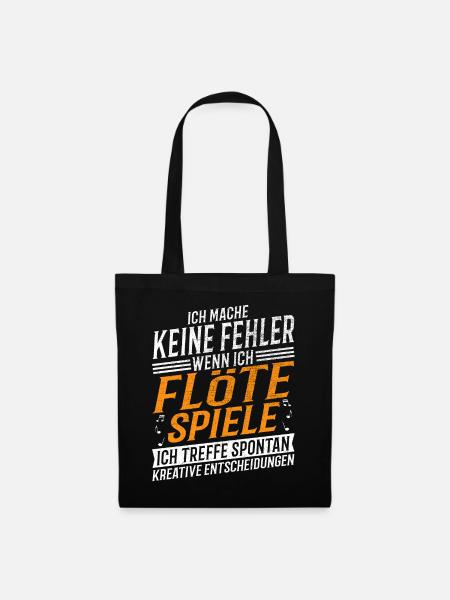 Flöte Musiker Kreativer Flötenspieler - Stoffbeutel - Schwarz