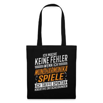 Mundharmonika Musiker Mundharmonikaspieler - Stoffbeutel - Schwarz - Vorne