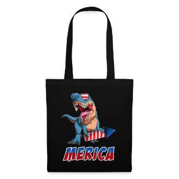 Trex Drapeau américain US Dino Merica 4 juillet - Sac en tissu - noir - Devant