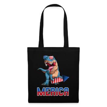 Patriotisch Trex amerikanische Dino Merica 4. Juli - Stoffbeutel - Schwarz - Vorne