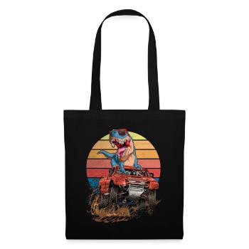 Retro Monster Truck Trex Dirt Race Dinosaur - Tote Bag - black - Front