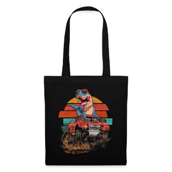 Retro Trex Monster Truck Dirt Race Dinosaur - Tote Bag - black - Front