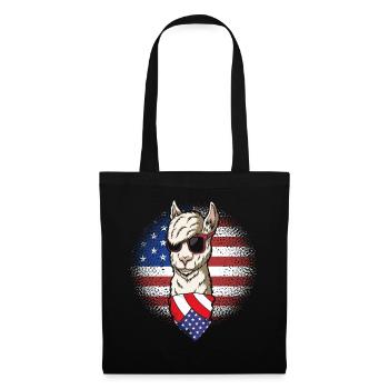 Llama USA Alpaga Drapeau américain 4 juillet - Sac en tissu - noir - Devant