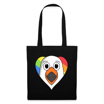 Möwe Lgbt Regenbogen Farben - Stoffbeutel - Schwarz - Vorne