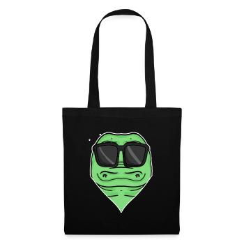 Crocodile cool avec lunettes de soleil - Sac en tissu - noir - Devant