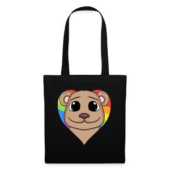 Braunbär Lgbt Regenbogen Farben - Stoffbeutel - Schwarz - Vorne