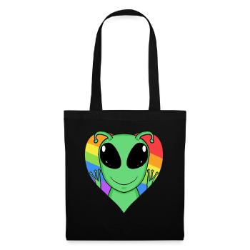 Alien Lgbt Regenbogen Farben - Stoffbeutel - Schwarz - Vorne