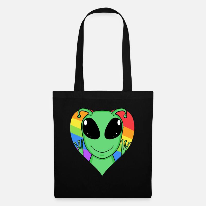 Alien Lgbt Regenbogen Farben - Stoffbeutel - Schwarz
