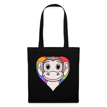 LGBT Tier Affe Regenbogen - Stoffbeutel - Schwarz - Vorne