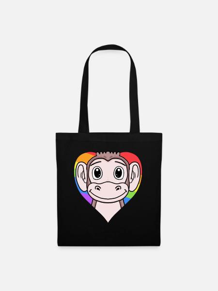 LGBT Tier Affe Regenbogen - Stoffbeutel - Schwarz