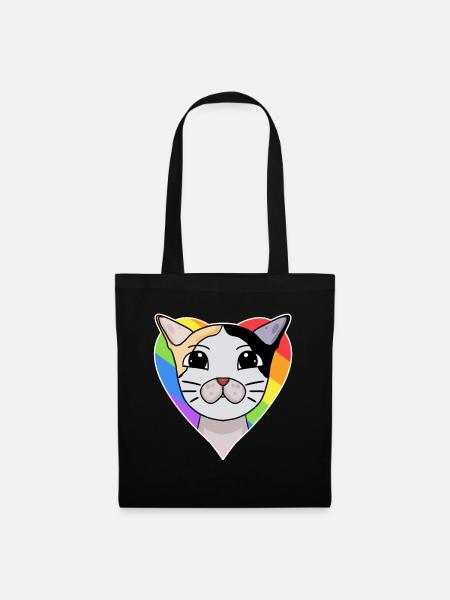 LGBT Cat Japanese Bobtail Rainbow - Tote Bag - black