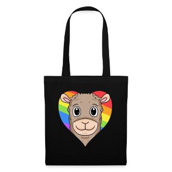 Lama Lgbt Regenbogen Farben - Stoffbeutel - Schwarz - Vorne