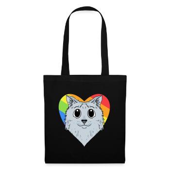 CHAT LGBT Sibérien Chat Arc-en-ciel - Sac en tissu - noir - Devant