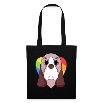 Basset Hound Hund - Stoffbeutel - Schwarz - Vorne