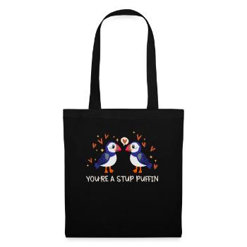 Stud Puffin Herzen Papageientaucher Liebe Seevogel - Stoffbeutel - Schwarz - Vorne