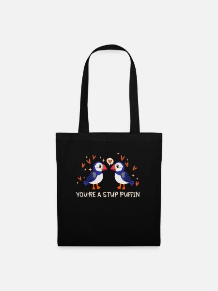 Stud Puffin Herzen Papageientaucher Liebe Seevogel - Stoffbeutel - Schwarz