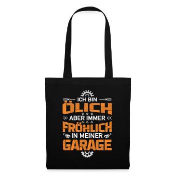 Werkstatt Ölich Aber Fröhlich Garage Mechaniker - Stoffbeutel - Schwarz - Vorne