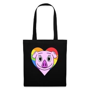 Schwein Lgbt Regenbogen Farben - Stoffbeutel - Schwarz - Vorne