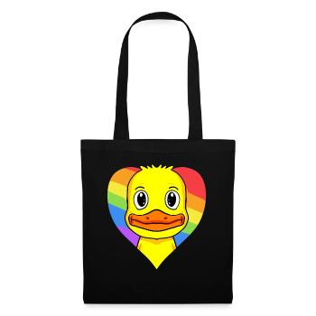 Ente Lgbt Regenbogen Farben - Stoffbeutel - Schwarz - Vorne