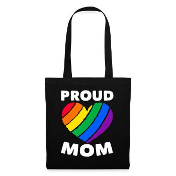 Fière Mère Cœur Coloré LGBTQ Drapeau Arc-en-ciel - Sac en tissu - noir - Devant