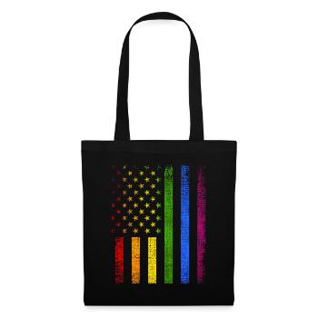 Bunte amerikanische Flagge LGBTQ Stolz - Stoffbeutel - Schwarz - Vorne