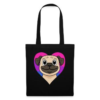 Bisexuell Mops Hund Geschenk - Stoffbeutel - Schwarz - Vorne