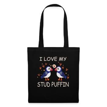 I Love My Stud Puffin Papageientaucher Beziehung - Stoffbeutel - Schwarz - Vorne