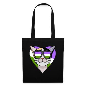 Genderqueer Chat Lgbt Bobtail japonais - Sac en tissu - noir - Devant