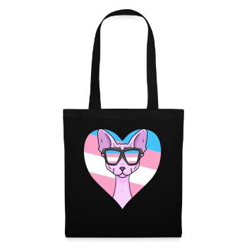 Transgender Transsexuell Sphynx Katze Geschenk - Stoffbeutel - Schwarz - Vorne