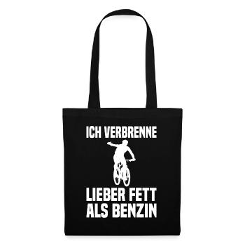 Ich Verbrenne Lieber Fett Als Benzin Radfahrer - Stoffbeutel - Schwarz - Vorne