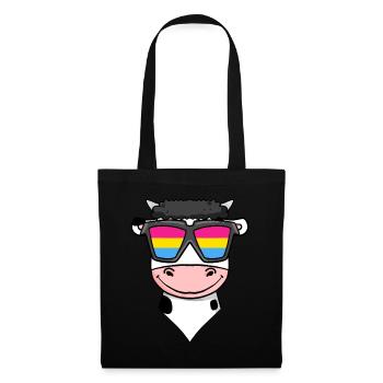 Pansexuell Kuh - Kuh mit Brille - Stoffbeutel - Schwarz - Vorne