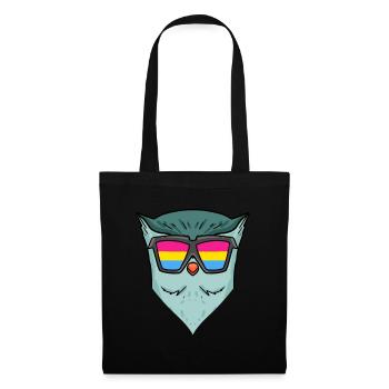 Pansexual Owl - Owl with Glasses - Tote Bag - black - Front