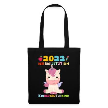 Kindergarten 2022 Ich Komme Einhorn Kita Geschenk - Stoffbeutel - Schwarz - Vorne